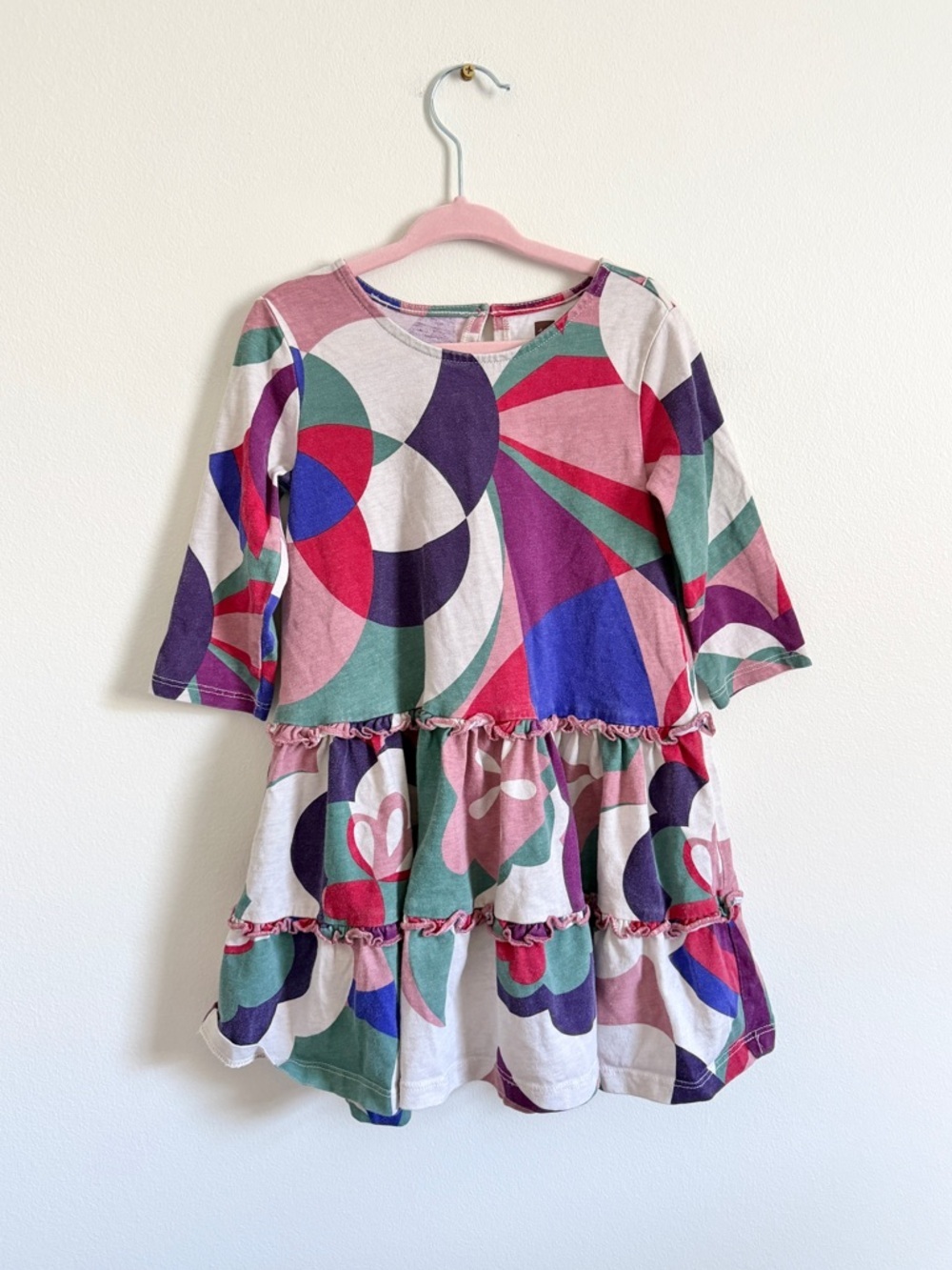 Tea Collection Girls Dress Size 4 Abstract Colorful Spring Purple Summer Cotton